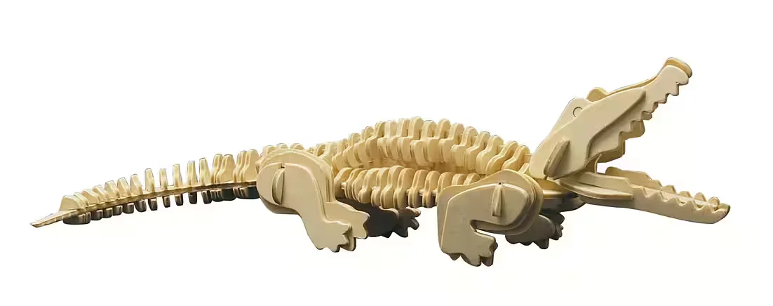 PEBARO 3D Puzzle Holzbausatz Krokodil Bastelset mit 94 Teilen