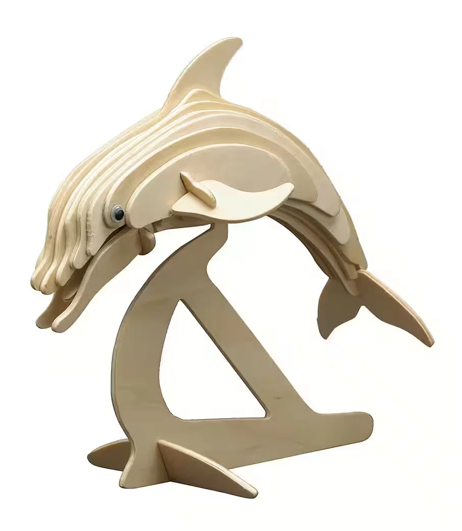 PEBARO 3D Puzzle Holzbausatz Delphin Modellbau 25 Puzzleteile