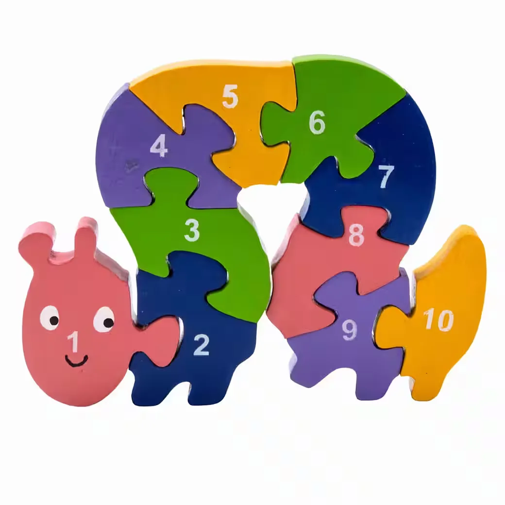 GICO Steckpuzzle Holzpuzzle Raupe Zahlen 1 bis 10 Lernspiel Kinder