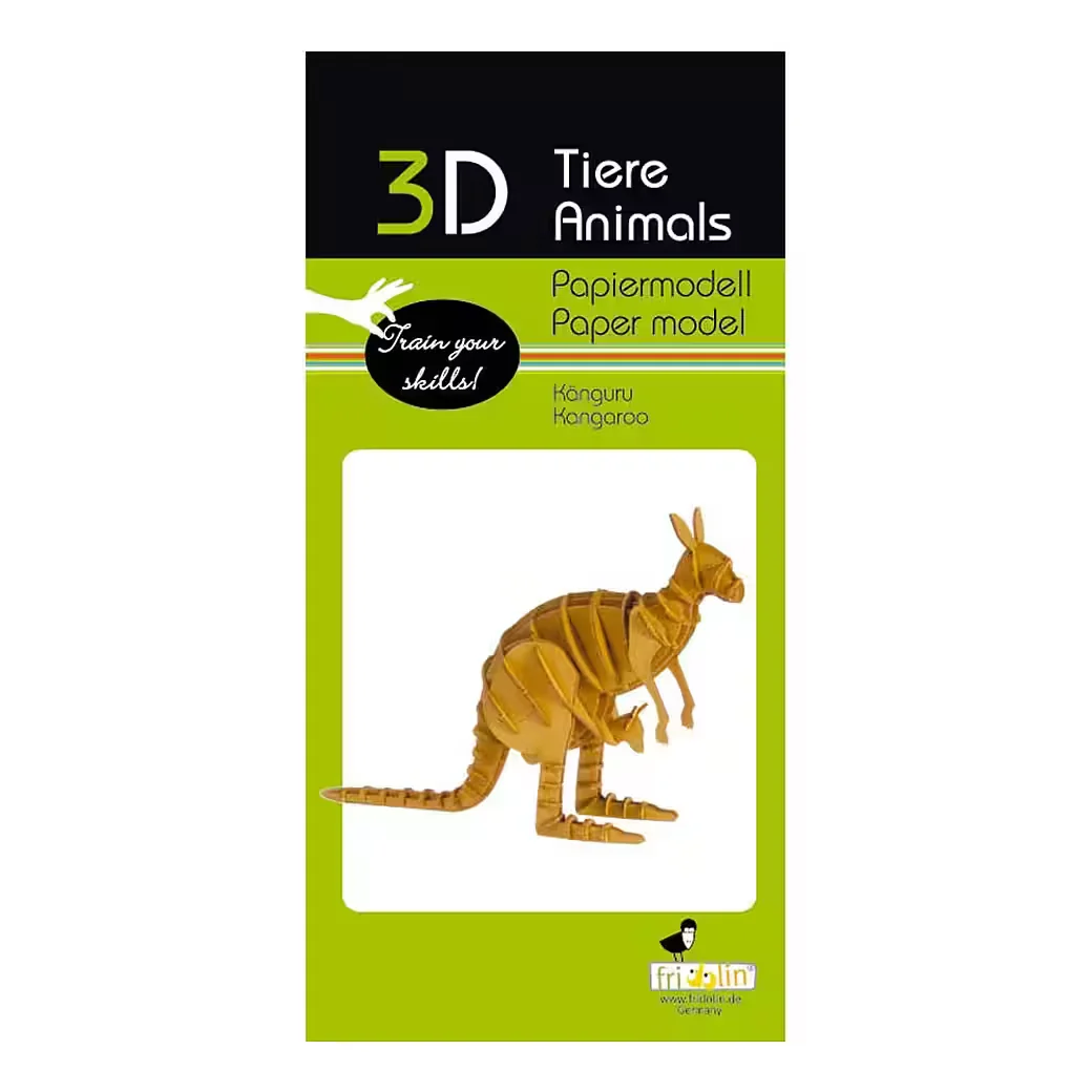 FRIDOLIN 3D Puzzle Tiere Papiermodell Känguru Bastelset für Kinder