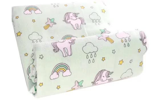 LA BORTINI Wickeltuch Flanell Baumwolle 78x120 Grün Einhorn