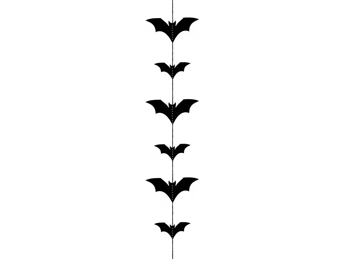 PARTYDECO Fledermaus Girlande Hängedekoration Halloween Papier Schwarz