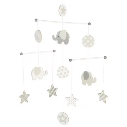 GOKI Mobile Elefant und Sterne grau weiß Holz Babybett