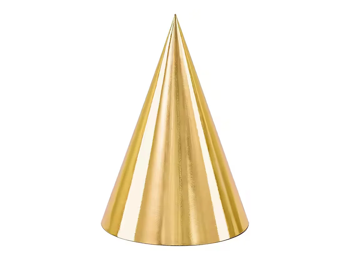 PARTYDECO Partyhüte gold 16 cm 6er Set Papierdekoration