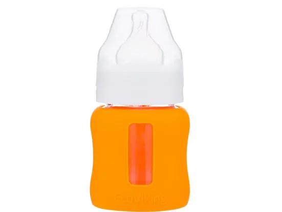EcoViking Baby Weithals Glasfläschchen 120 ml Orange