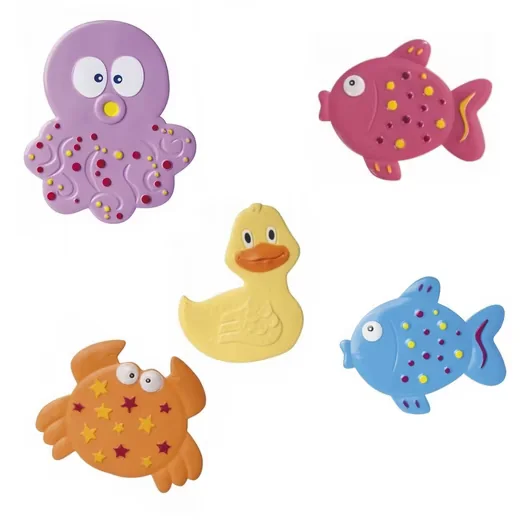 CANPOL Saugnapf Tiere 5er Set Badespielzeug für Baby Badewanne