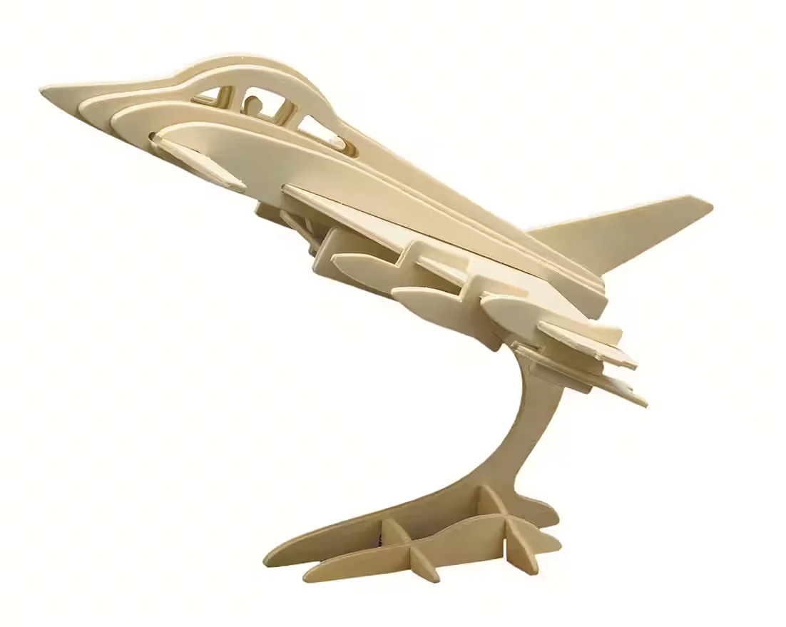 PEBARO 3D Puzzle Holzbausatz Kampfjet Bastelset 28 Puzzleteile