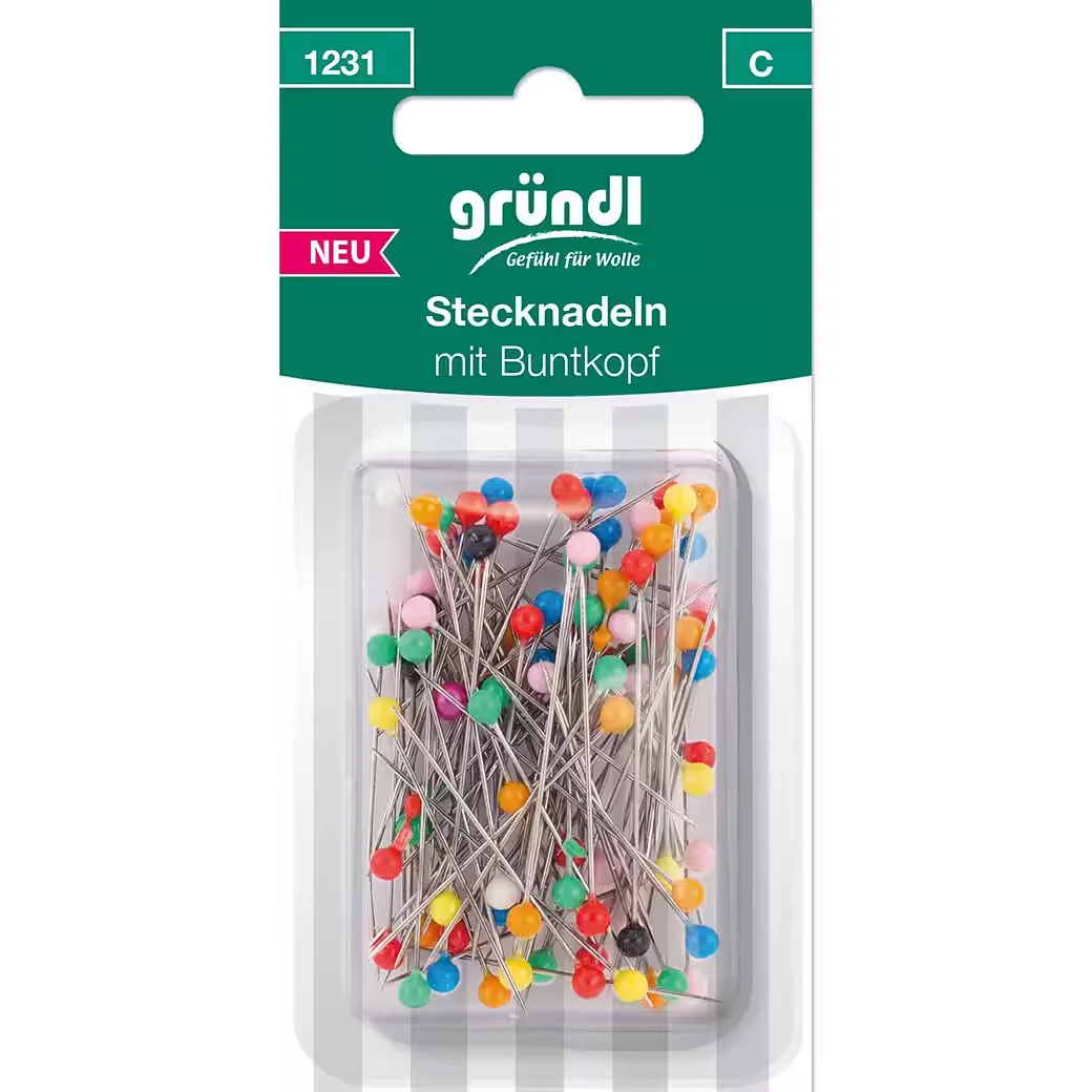 Gründl Stecknadeln mit Buntkopf 100 Stück Nähzubehör