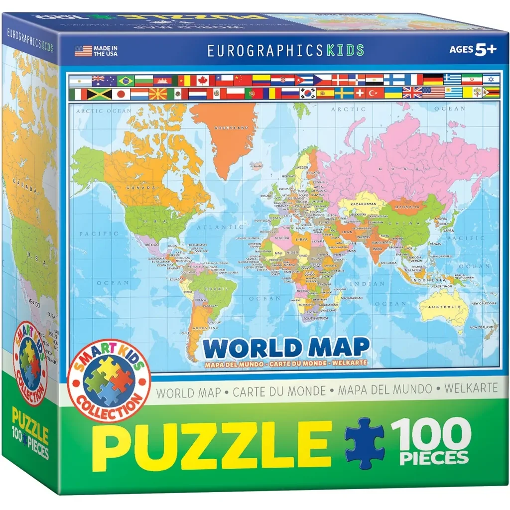 EUROGRAPHICS Puzzle Weltkarte 100 Teile Kinder Lernpuzzle