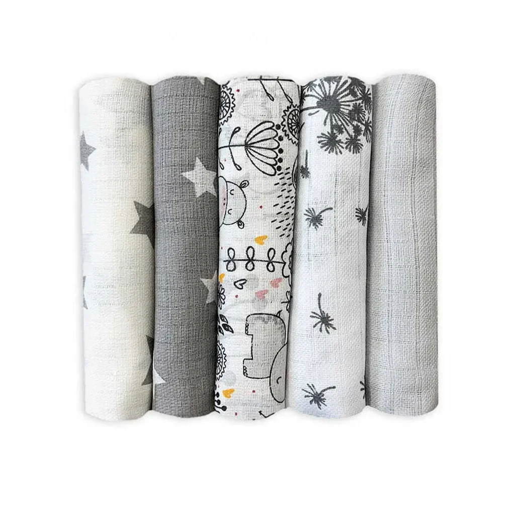 DOLCE SONNO Tetra-Stoffwindeln Spucktücher 5 Stück 100% Baumwolle